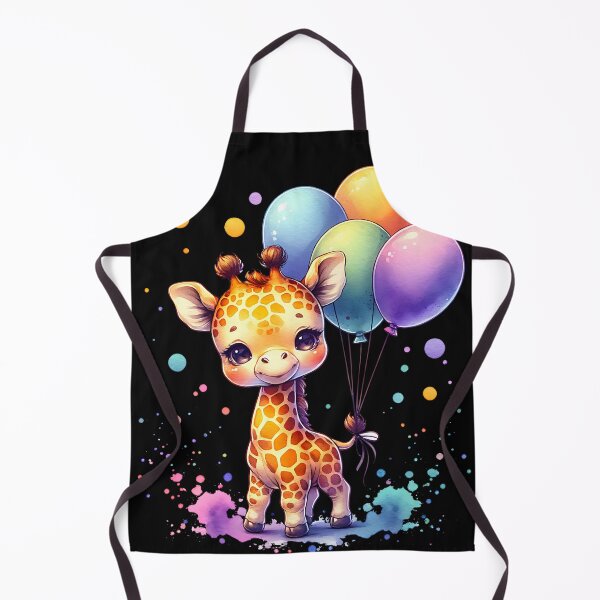 Item preview, Little giraffe holding party balloons designed and sold by AwesomeBeyondLimits.