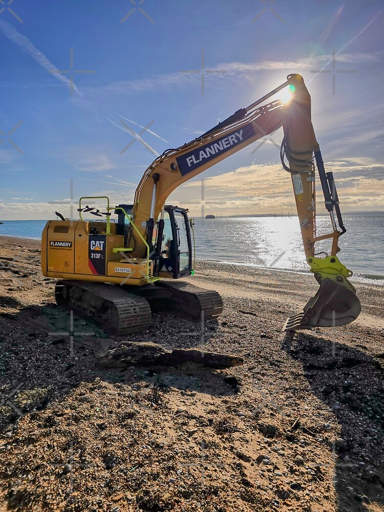 Thumbnail 3 of 3, Art Print, Digger on at the Beach En Plein Air at Elderescence TV designed and sold by taletellerclub.