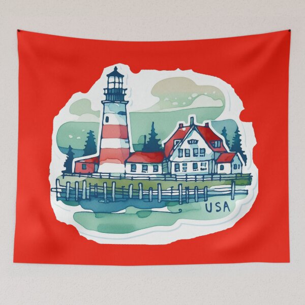 Item preview, Copy of  Kennebunkport USA Minimalist Watercolor Sticker Design,  designed and sold by PaintMeWorld.
