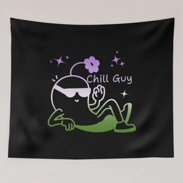 Item preview, Chill Guy, Genderqueer pride flag graphic, Chill Guy Meme, Stress free, Relaxed Guy, lowkey chill out, internet humors, designed and sold by PrideBeProud.