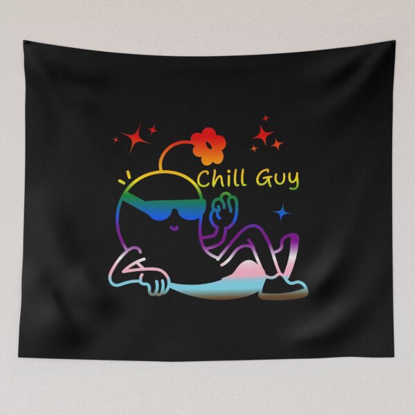 Item preview, Chill Guy, Progress pride flag graphic, Chill Guy Meme, Stress free, Relaxed Guy, lowkey chill out, internet humors, designed and sold by PrideBeProud.