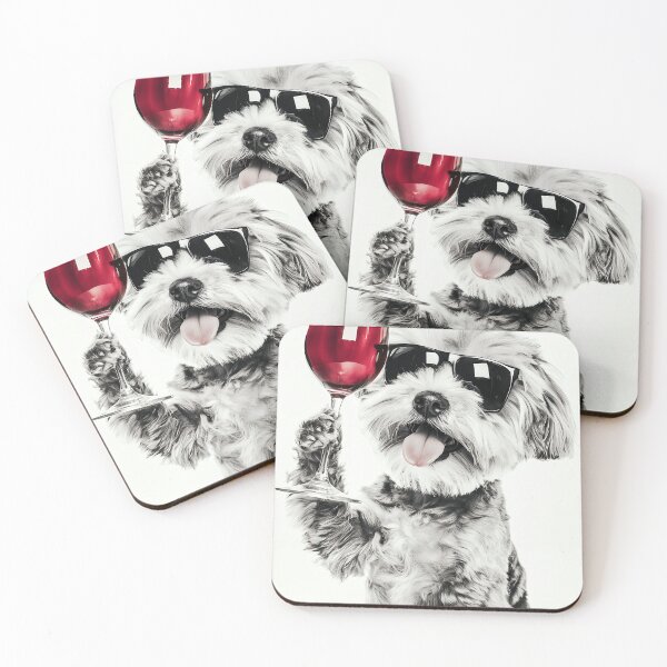 Item preview, Havanese Dog Drinking Red Wine & Wearing Sunglasses designed and sold by CheekyAnimalz.