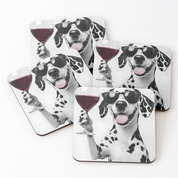 Item preview, Dalmatian Dog Drinking Red Wine & Wearing Sunglasses designed and sold by CheekyAnimalz.
