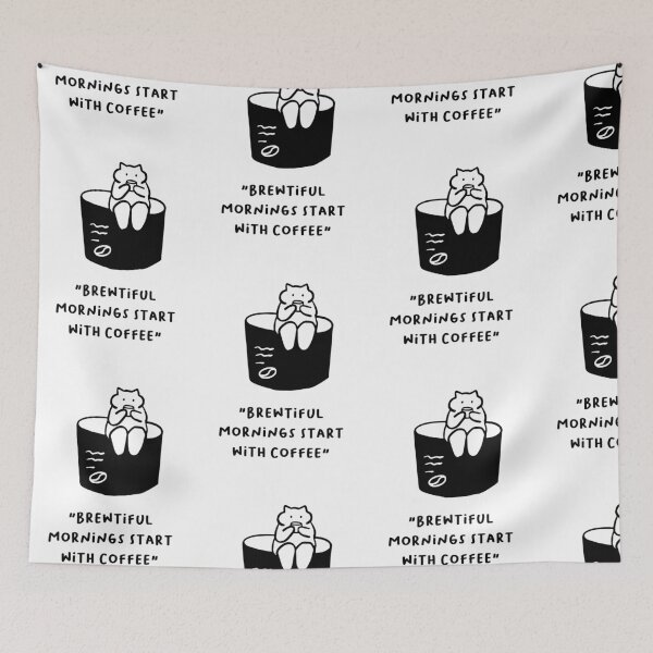 Item preview, Brewtiful Mornings Start with Coffee – Cute Cat Coffee Art designed and sold by RM-Journey.