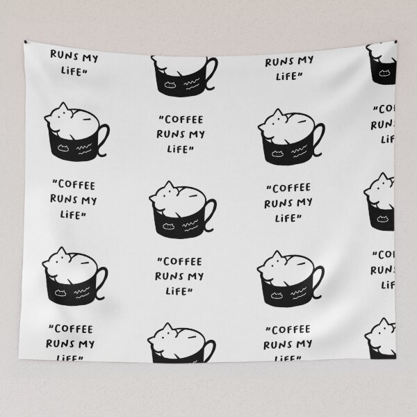 Item preview, Coffee Runs My Life – Adorable Cat Coffee Design designed and sold by RM-Journey.