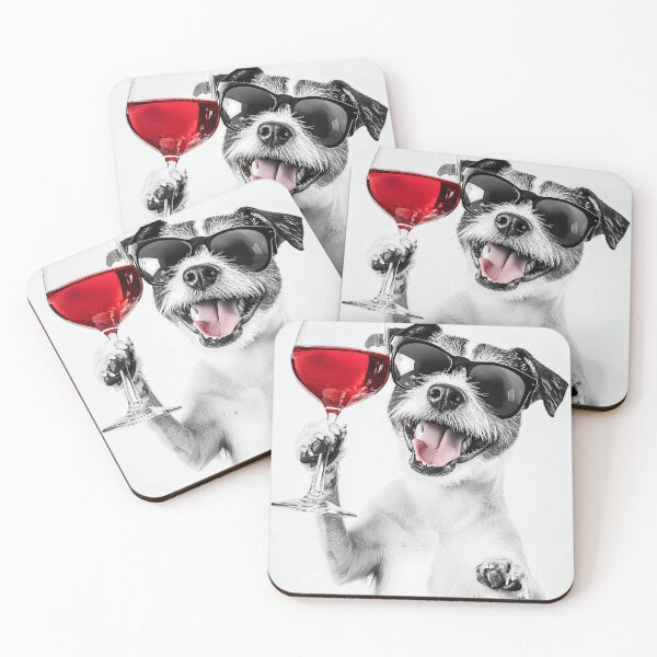 Item preview, Terrier Dog Drinking Red Wine & Wearing Sunglasses designed and sold by CheekyAnimalz.