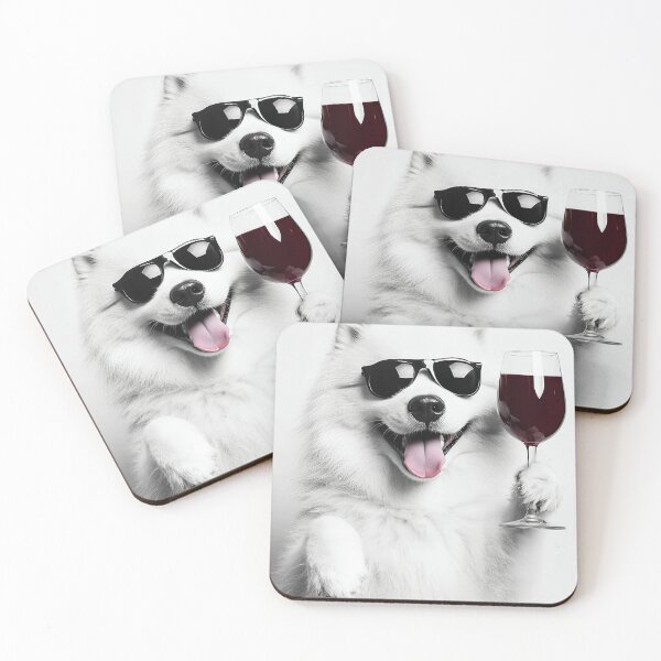Item preview, Samoyed Dog Drinking Red Wine & Wearing Sunglasses designed and sold by CheekyAnimalz.