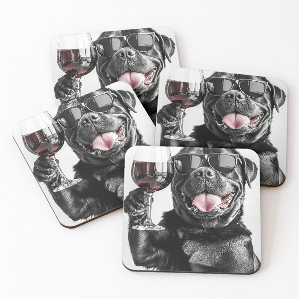 Item preview, Rottweiler Dog Drinking Red Wine & Wearing Sunglasses designed and sold by CheekyAnimalz.