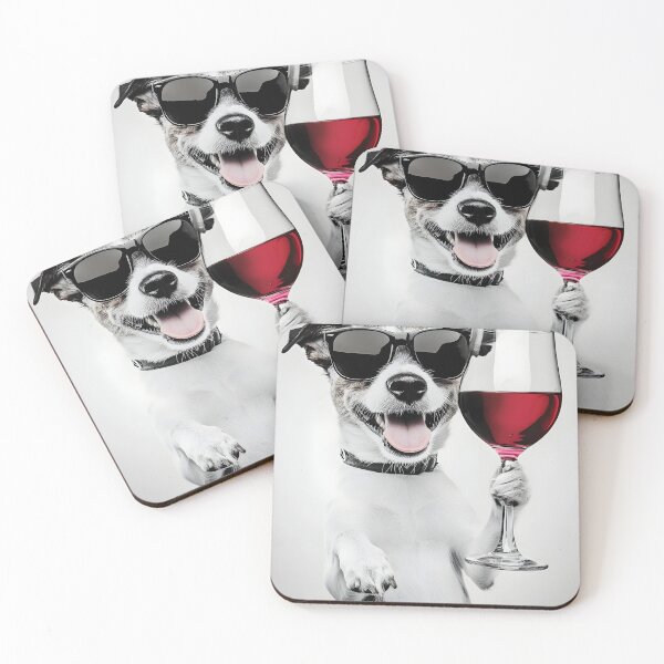 Item preview, Jack Russell Terrier Dog Drinking Wine & Wearing Sunglasses designed and sold by CheekyAnimalz.