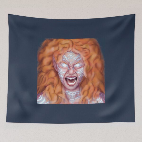 Item preview, Fierce Light Elf Warrior with Celtic Tattoos - Red Hair & Glowing Eyes designed and sold by AnneOther.
