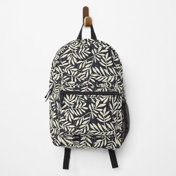Item preview, Lino Print Flora, Wood Block Print Black and White Woodland Leaves designed and sold by naturalplanners.