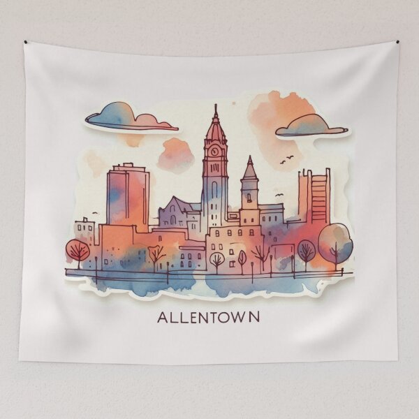 Item preview, Allentown, PA Minimalist Retro Watercolor Sticker,    designed and sold by PaintMeWorld.
