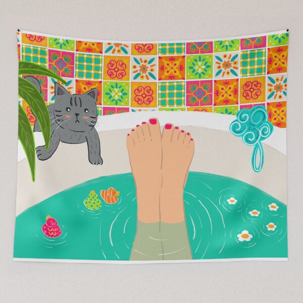 Item preview, Bathtub Legs POV At Home Spa Bathroom Print (Fair Skin Tone)  designed and sold by lingartdesign.