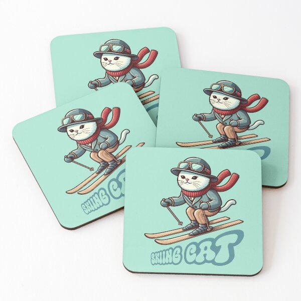 Item preview, Skiing cat winter sports funny kitten designed and sold by AlchemyColor.