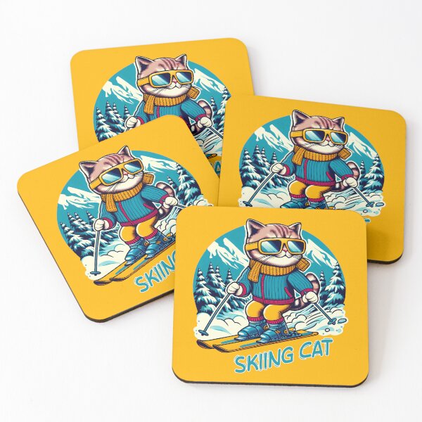 Item preview, Skiing cat winter sports funny kitten designed and sold by AlchemyColor.
