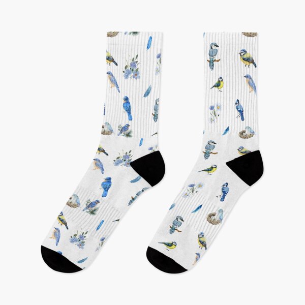 Item preview, Watercolor Blue Birds, Flowers and Feathers  designed and sold by silviaol.