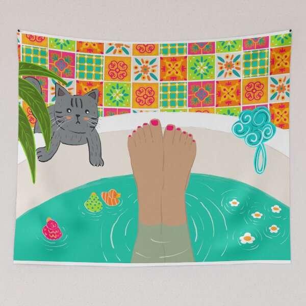 Item preview, Bathtub Legs POV At Home Spa Bathroom Print (Medium Skin Tone)  designed and sold by lingartdesign.