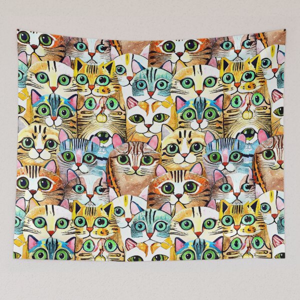 Item preview, Colorful Watercolor Cat Crowd 2 designed and sold by Magnuna.