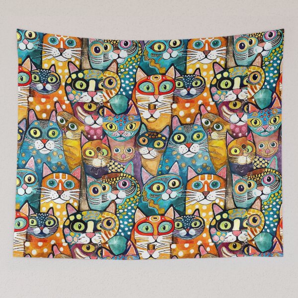 Item preview, Colorful Watercolor Cat Crowd 3 designed and sold by Magnuna.
