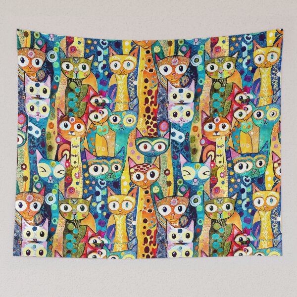 Item preview, Colorful Watercolor Cat Crowd 5 designed and sold by Magnuna.