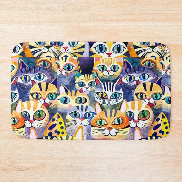 Item preview, Colorful Watercolor Cat Crowd 6 designed and sold by Magnuna.