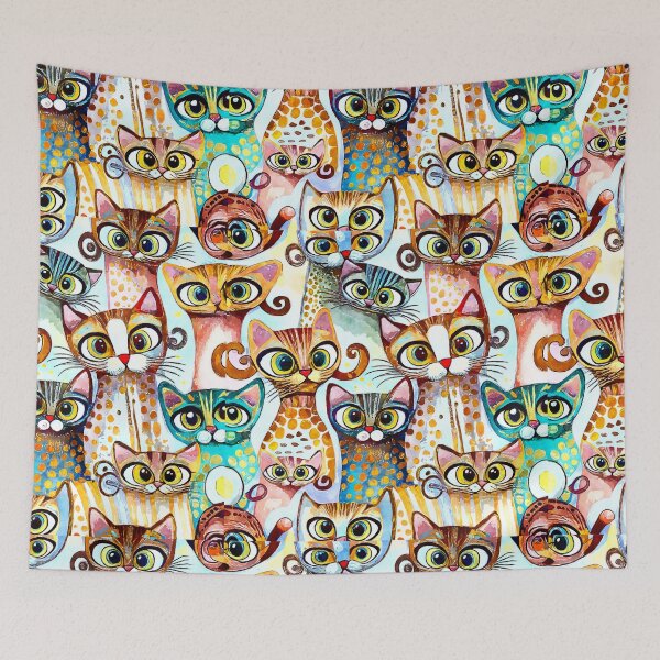Item preview, Colorful Watercolor Cat Crowd 8 designed and sold by Magnuna.