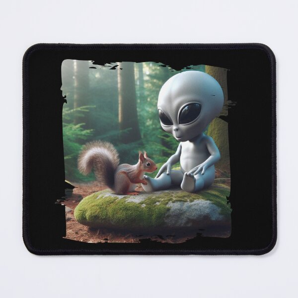 Item preview, Playful Alien and Squirrel - Whimsical Cute Gift designed and sold by Hungry-Murphy.