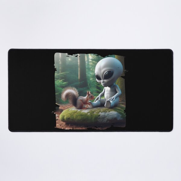 Item preview, Playful Alien and Squirrel - Whimsical Cute Gift designed and sold by Hungry-Murphy.