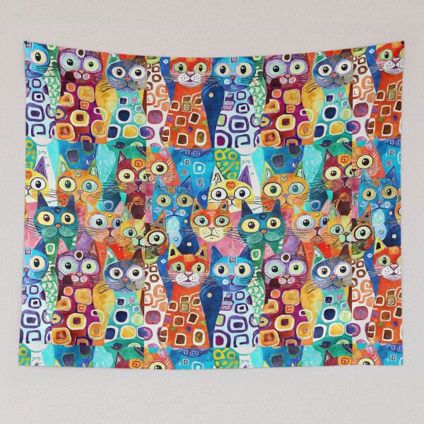 Item preview, Colorful Watercolor Cat Crowd 10 designed and sold by Magnuna.