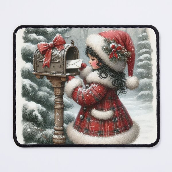 Item preview, Little Girl Mailing a Letter in a Winter Wonderland designed and sold by MarinaFila.