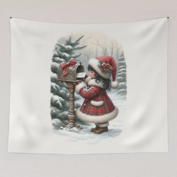 Item preview, Little Girl Mailing a Letter in a Winter Wonderland designed and sold by MarinaFila.