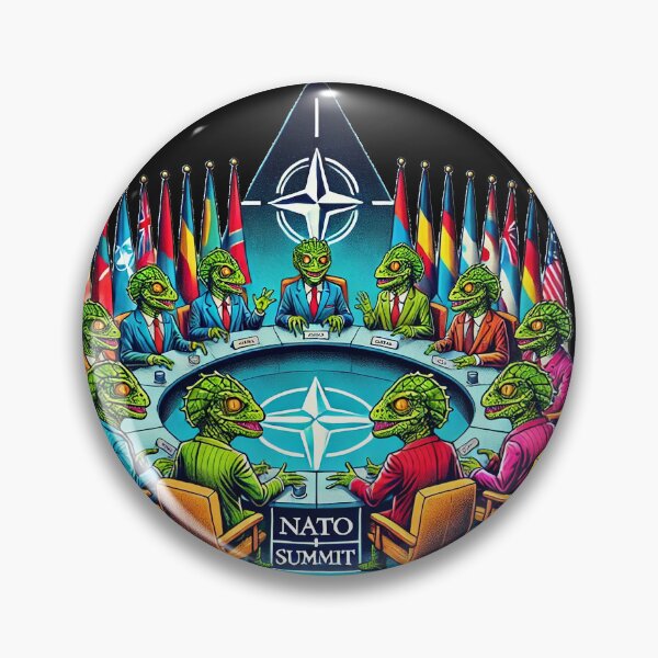 Item preview, Illustration of reptilian beings at a NATO summit designed and sold by supersanko.