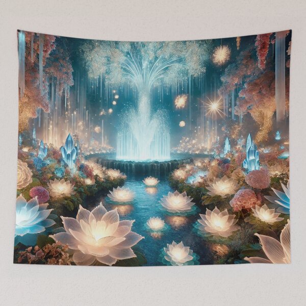 Item preview, Enchanted Garden with Glowing Lotus and Crystals designed and sold by TeslaSt0re.