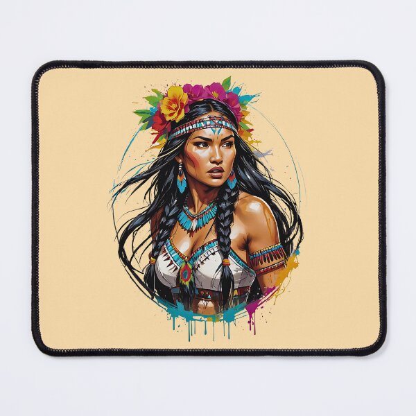 Item preview, Pocahontas indigenous female princess warrior retro vintage design designed and sold by BorgSpareParts.