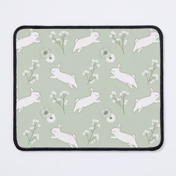 Item preview, Bunnies and flowers Pastel Green designed and sold by CatsandChaos.