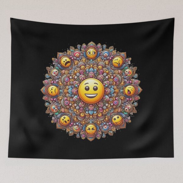 Item preview, emoji mandala with different expressions with bright colors designed and sold by Anime9122.