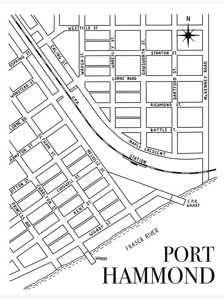 Thumbnail 3 of 3, Sticker, Minimalist Port Hammond Maple Ridge Historical Map designed and sold by MapleRidgeMus.