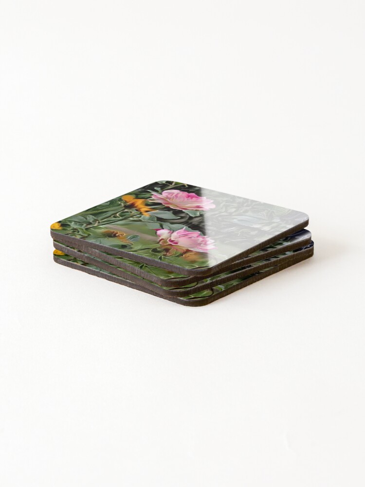 Thumbnail 4 of 5, Coasters (Set of 4), Delicate Tea Roses designed and sold by jwill040.