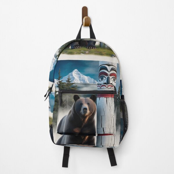 Item preview, Grizzly Bear with Totem Pole Wildlife Art designed and sold by Skye Ryan-Evans.