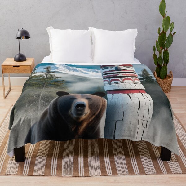 Vista previa del artículo con la obra «Arte de vida silvestre: oso grizzly con tótem», diseñado y vendido por Skye Ryan-Evans.