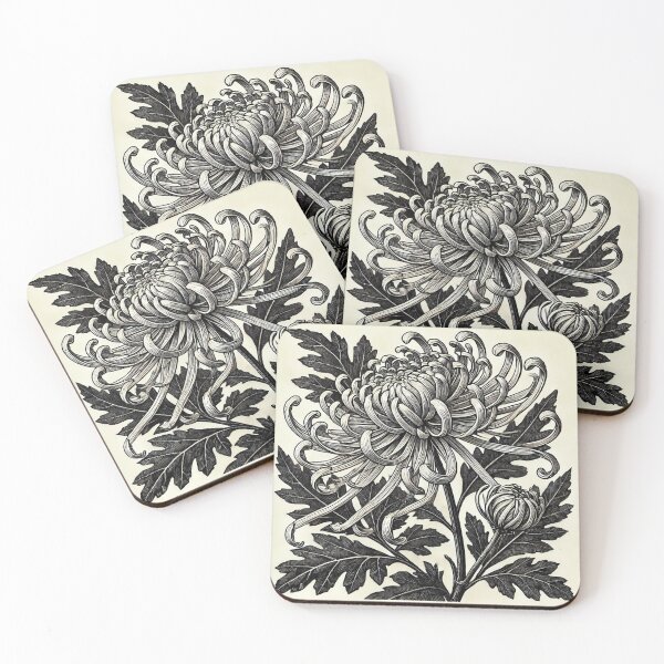 Item preview, Intricate Spider Chrysanthemum Block Print Art designed and sold by PlasticAuto.