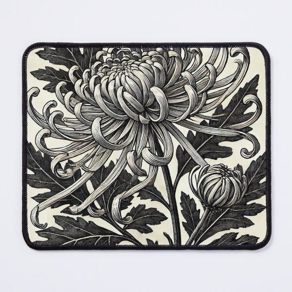 Item preview, Intricate Spider Chrysanthemum Block Print Art designed and sold by PlasticAuto.
