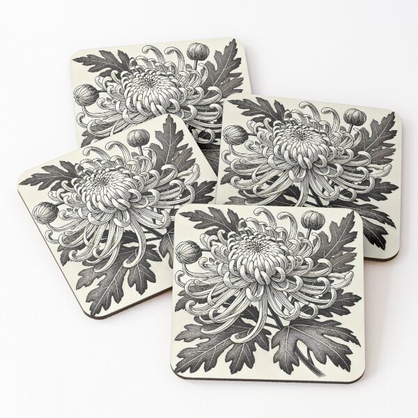 Item preview, Intricate Spider Chrysanthemum Block Print Art designed and sold by PlasticAuto.