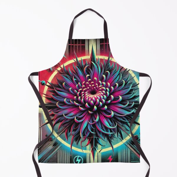 Item preview, Retro Spider Chrysanthemum - 80s Neon Metal Artwork designed and sold by PlasticAuto.