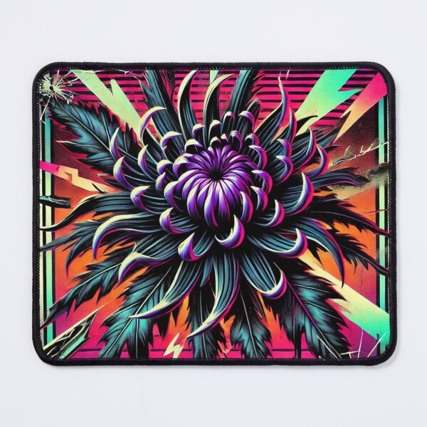 Item preview, Retro Spider Chrysanthemum - 80s Neon Metal Artwork designed and sold by PlasticAuto.