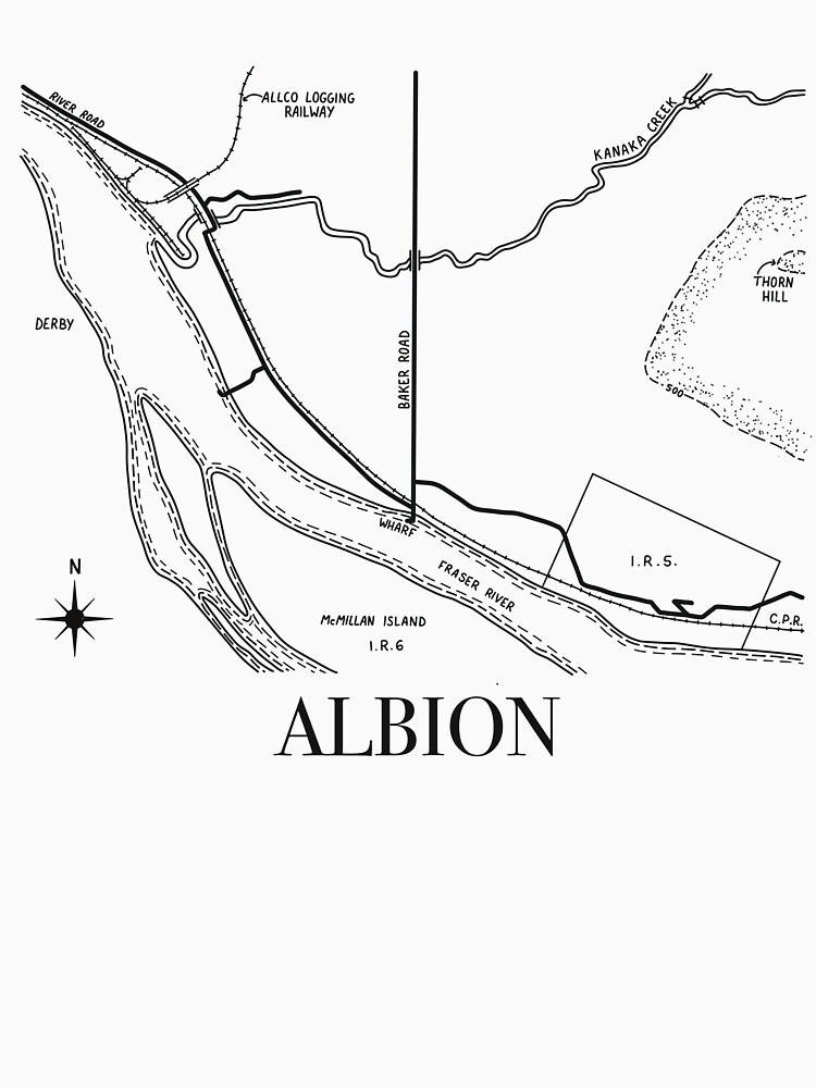 Thumbnail 7 of 7, Classic T-Shirt, Minimalist Albion Maple Ridge Historical Map designed and sold by MapleRidgeMus.