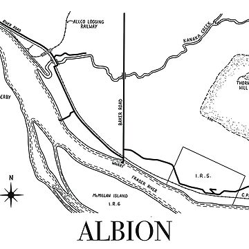 Artwork thumbnail, Minimalist Albion Maple Ridge Historical Map by MapleRidgeMus