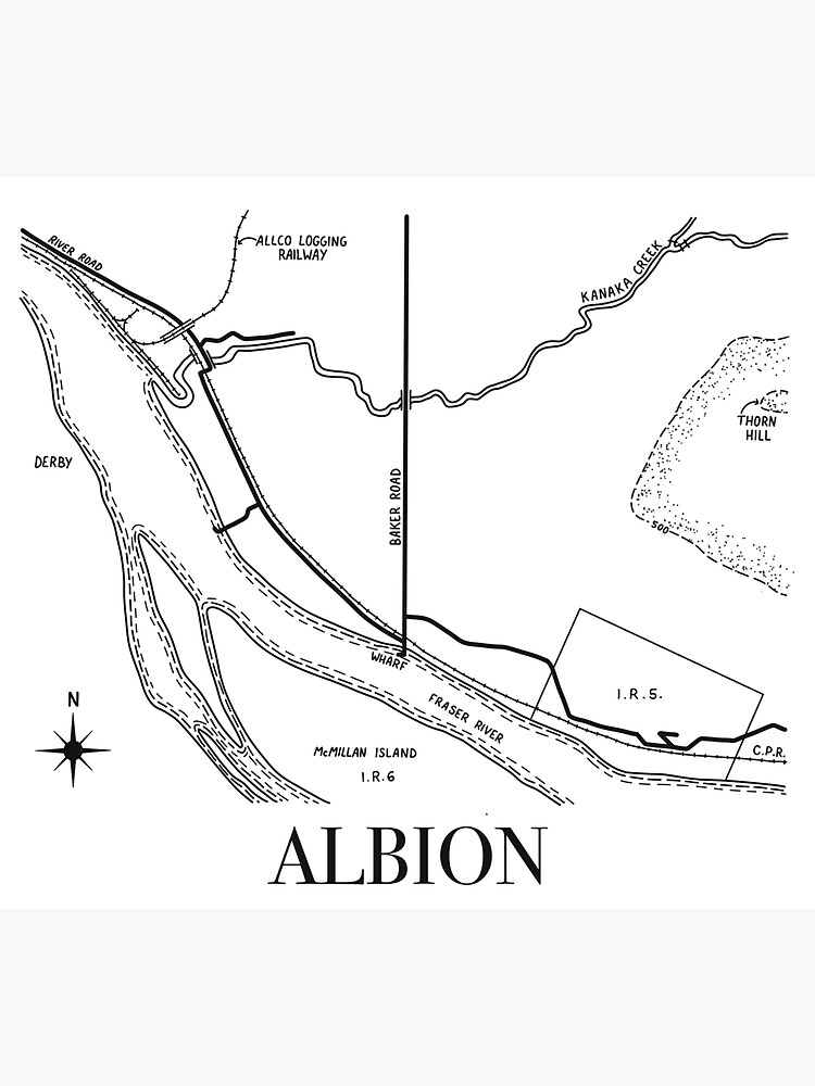 Thumbnail 3 of 3, Sticker, Minimalist Albion Maple Ridge Historical Map designed and sold by MapleRidgeMus.