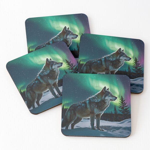Item preview, Winter Aurora & Timber Wolf Wildlife Design  designed and sold by Skye Ryan-Evans.