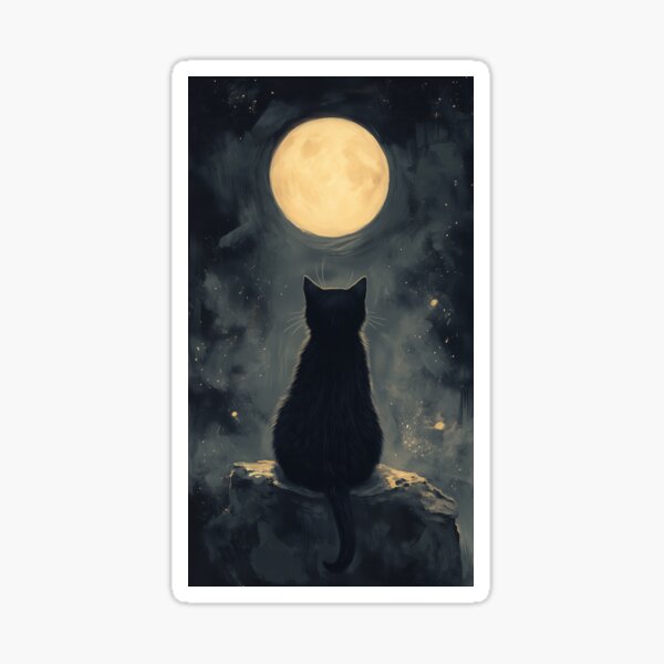 Item preview, Black cat looking at the moon designed and sold by valerko26.